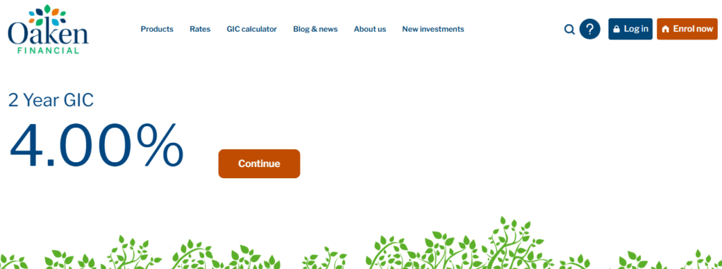 Oaken Financial GIC Rates Today